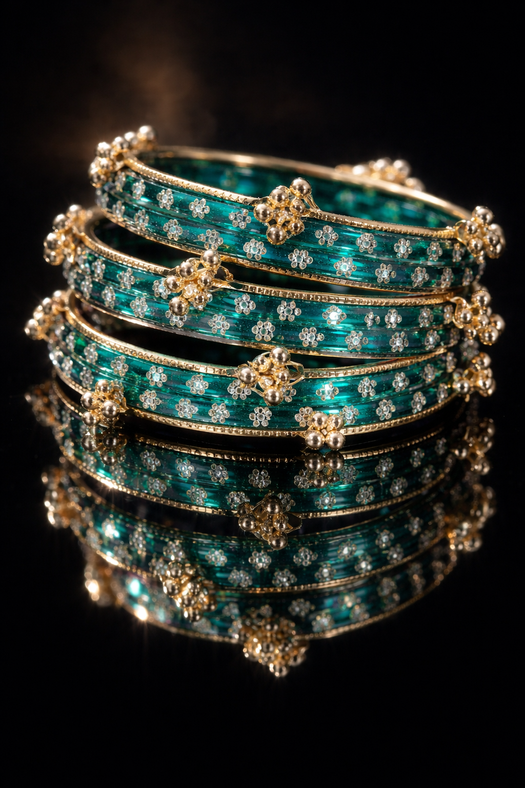 Floral Glass Bangle Set 3