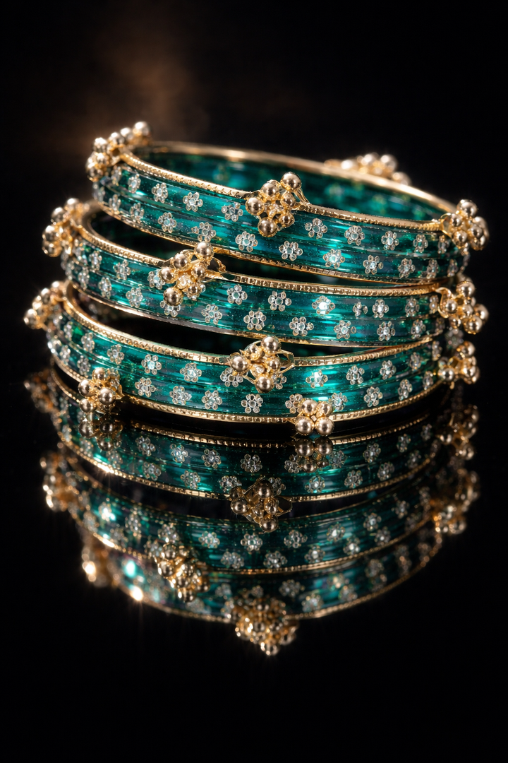 Floral Glass Bangle Set 3