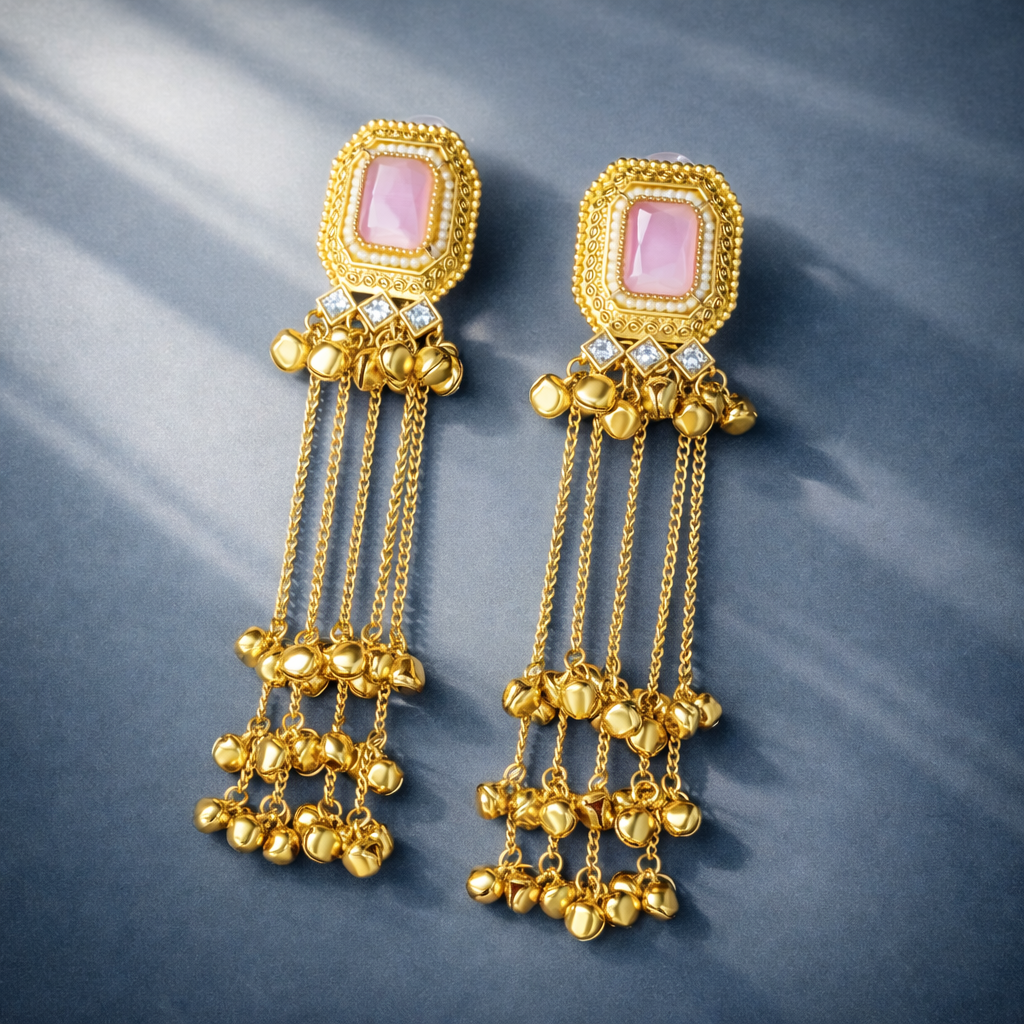 Kashmiri Stone Drop Danglers