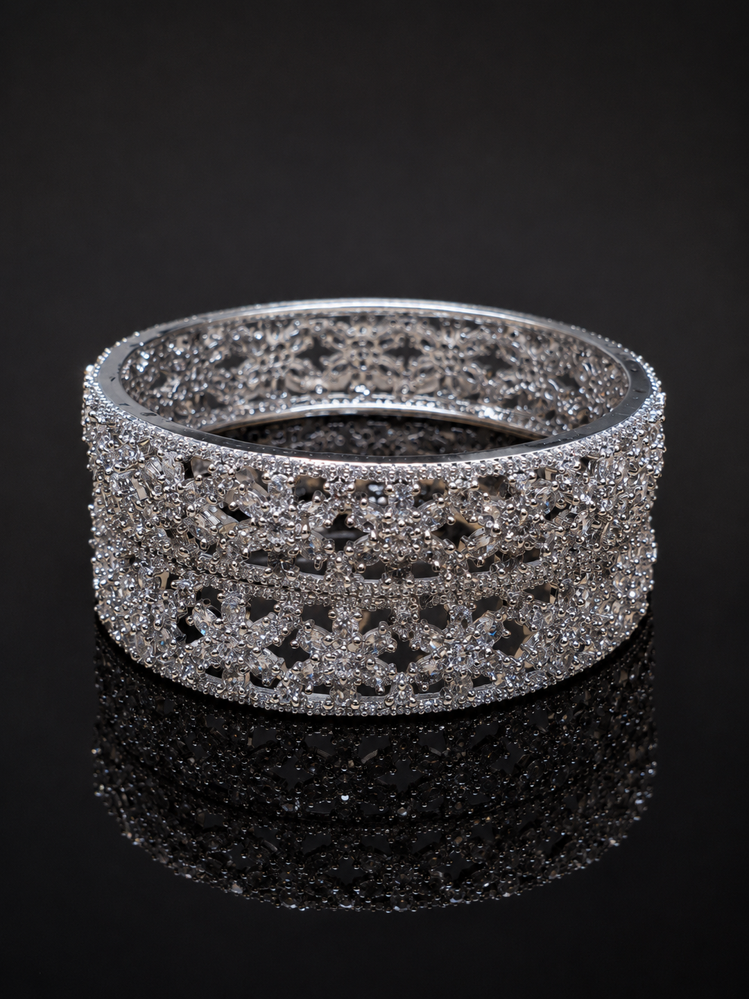 Snowflake American Diamond Bangle Set