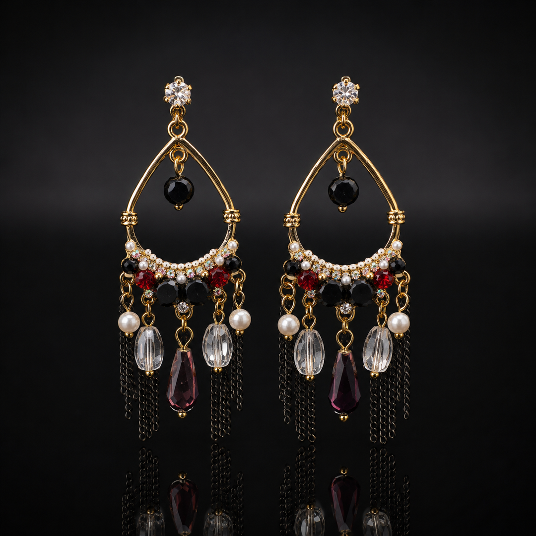 Korean Crystal Tassel Earrings