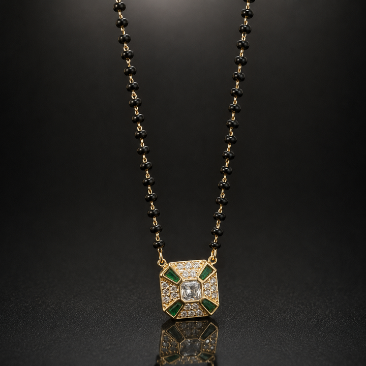 Emerald Accent Geometric Designer Mangalsutra