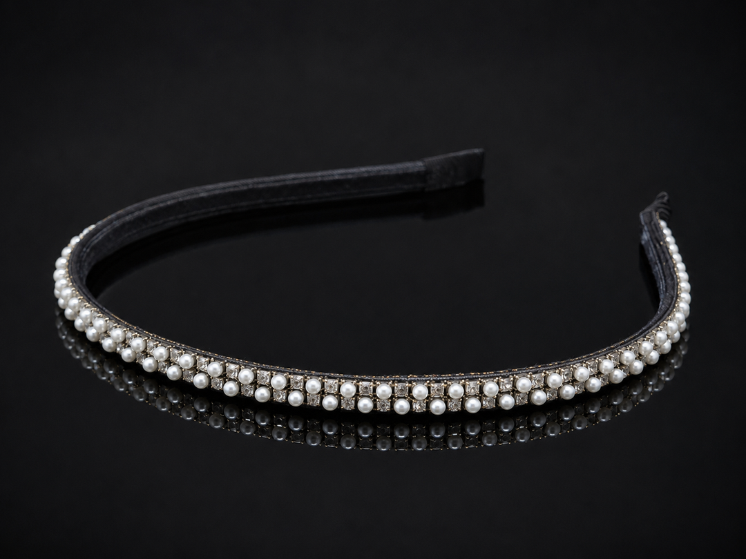 Pearl & Silver Crystal Hair Band