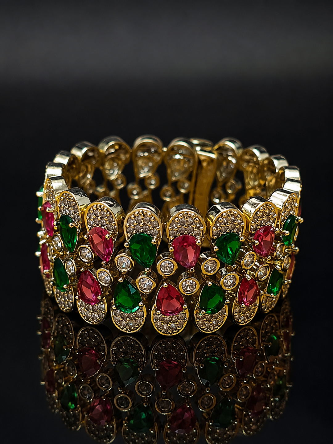 Ruby Emerald Royale Brass Kada