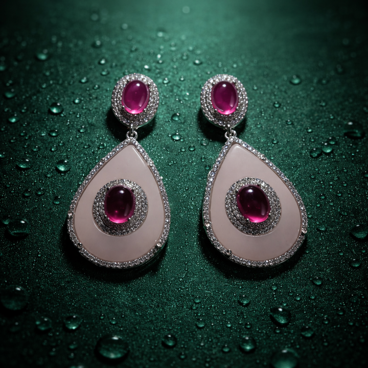 Ruby Pink Teardrop Earrings