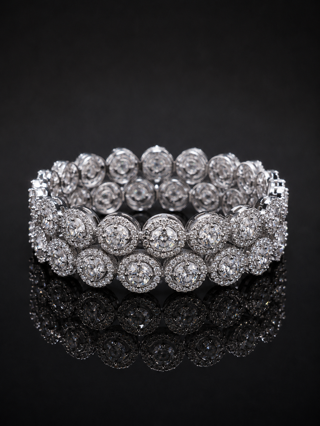 Radiant Halo American Diamond Bangle Set