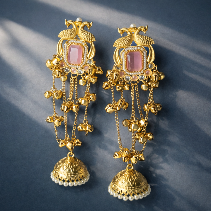 Elegant Kashmiri Peacock Earrings