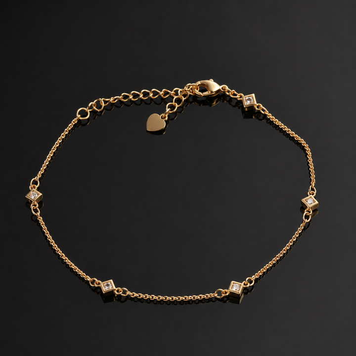 Golden heart charm Anklet