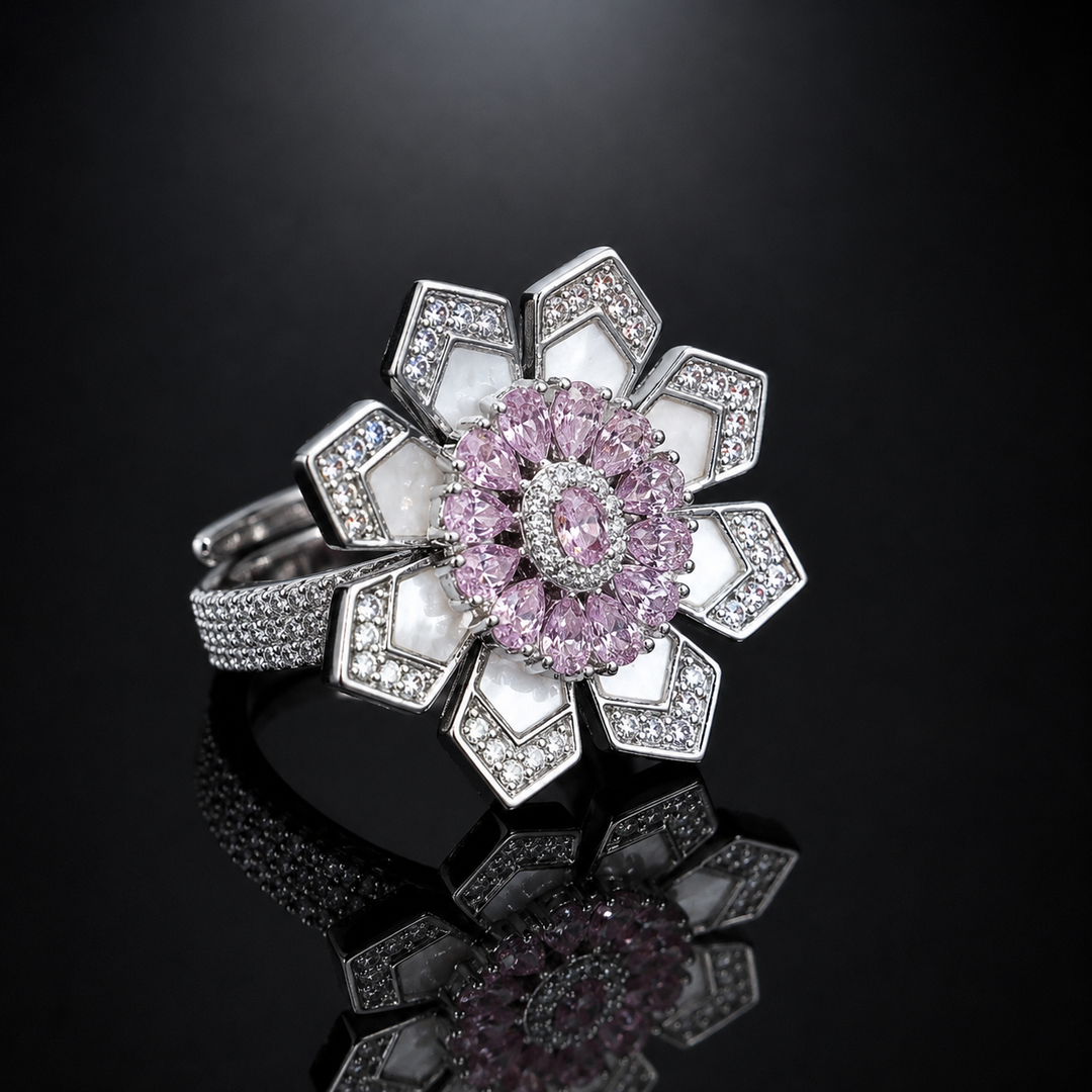 Crystal Bloom Luxury Floral Rings