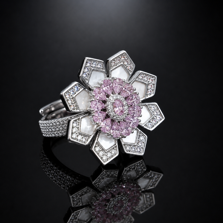 Crystal Bloom Luxury Floral Rings