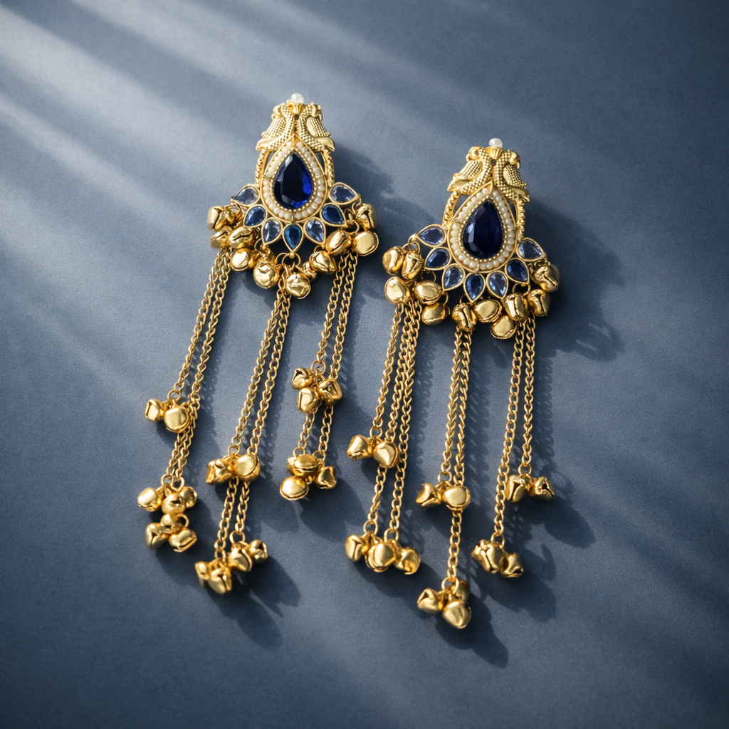 Kashmiri Sapphire Drop Earrings