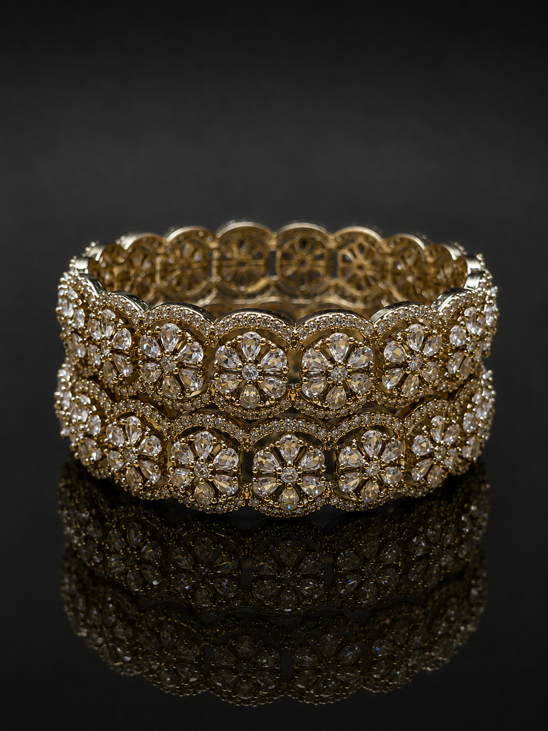 Rosette  Mehndi Gold AD Bangle Set