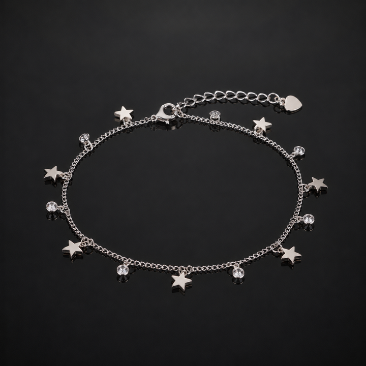 Silver Star Charm Anklet