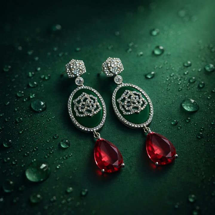 Green Oval Earring