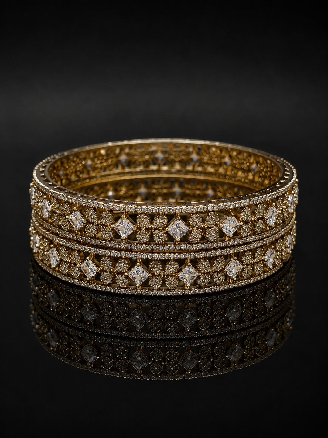 Royal Mehndi Gold AD Bangle Set