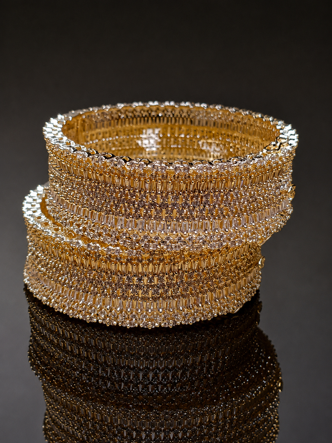 Golden American Diamond Bangle Set