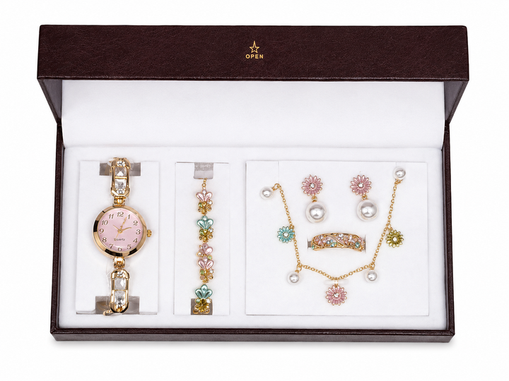 Luxury Floral Pearl Jewelry Gift Box Set