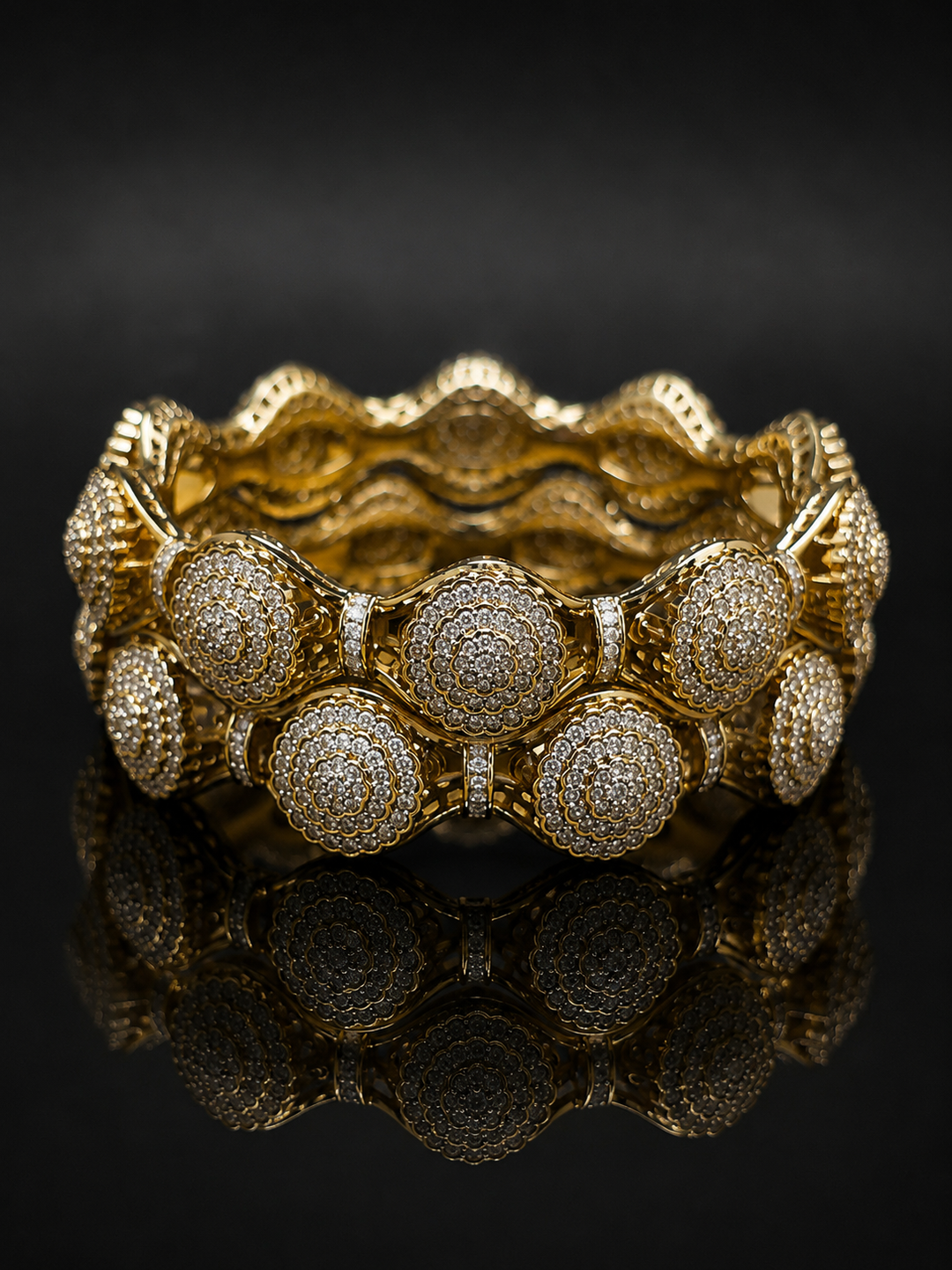 Medallion American Diamond Bangle Set