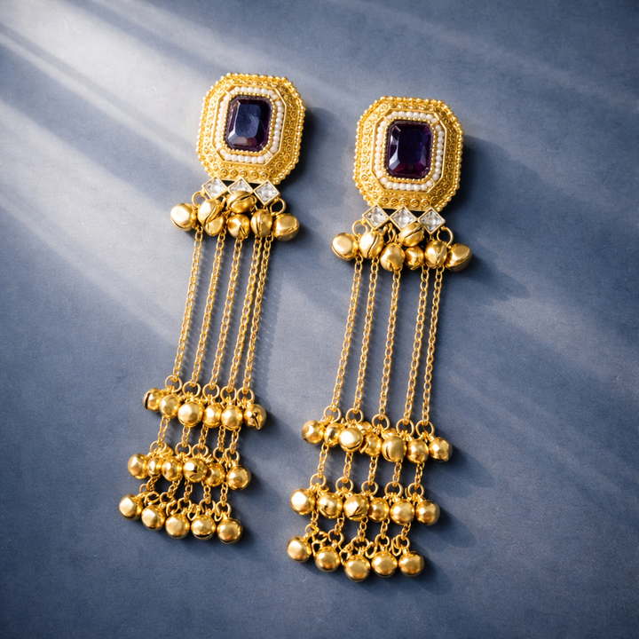 Kashmiri Stone Drop Danglers