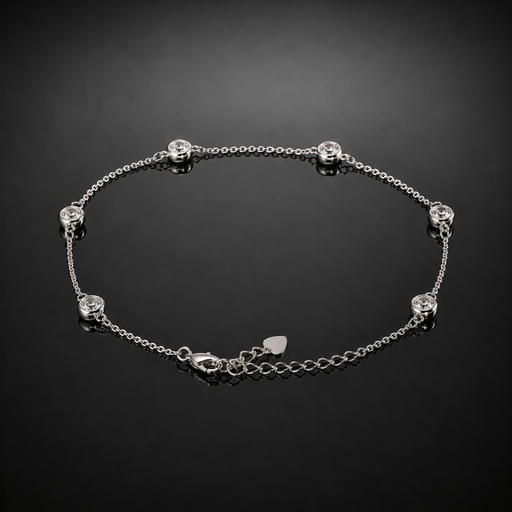Silver Crystal Station Anklet