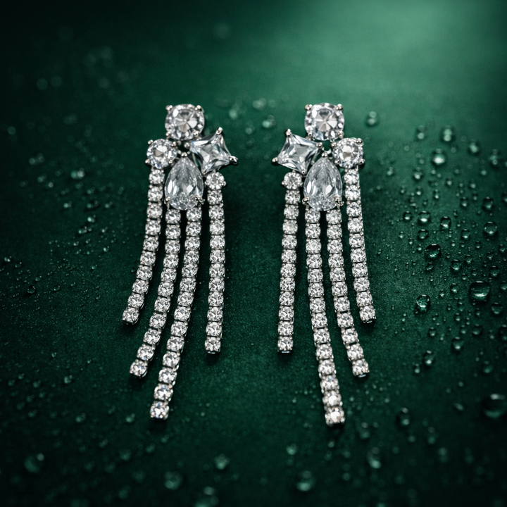 Silver Crystal Wing Earrings