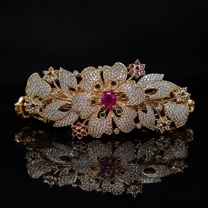 Golden Floral Ruby Pony Clips