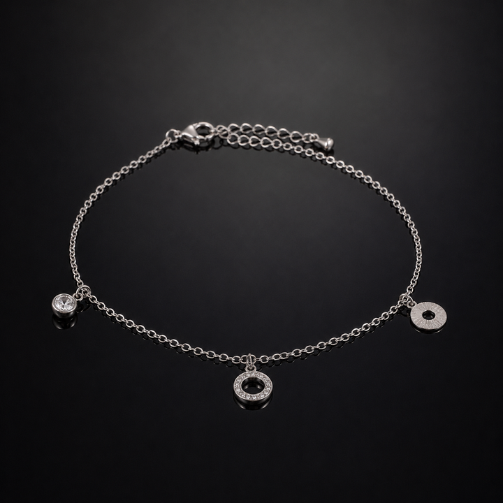 Silver Halo Charm Anklet