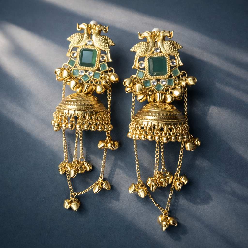 Elegant Kashmiri Peacock Earrings