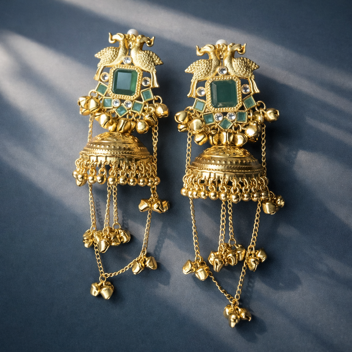 Elegant Kashmiri Peacock Earrings