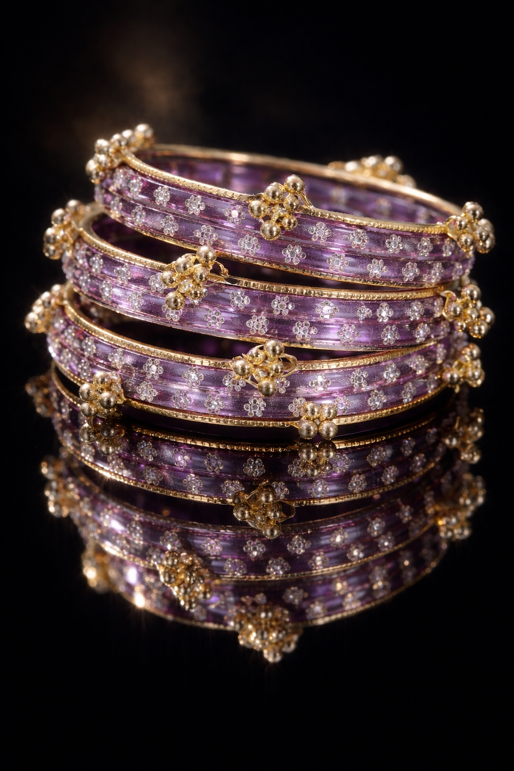 Floral Glass Bangle Set 2