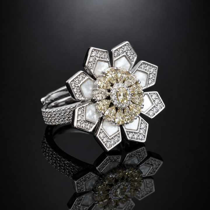 Crystal Bloom Luxury Floral Rings