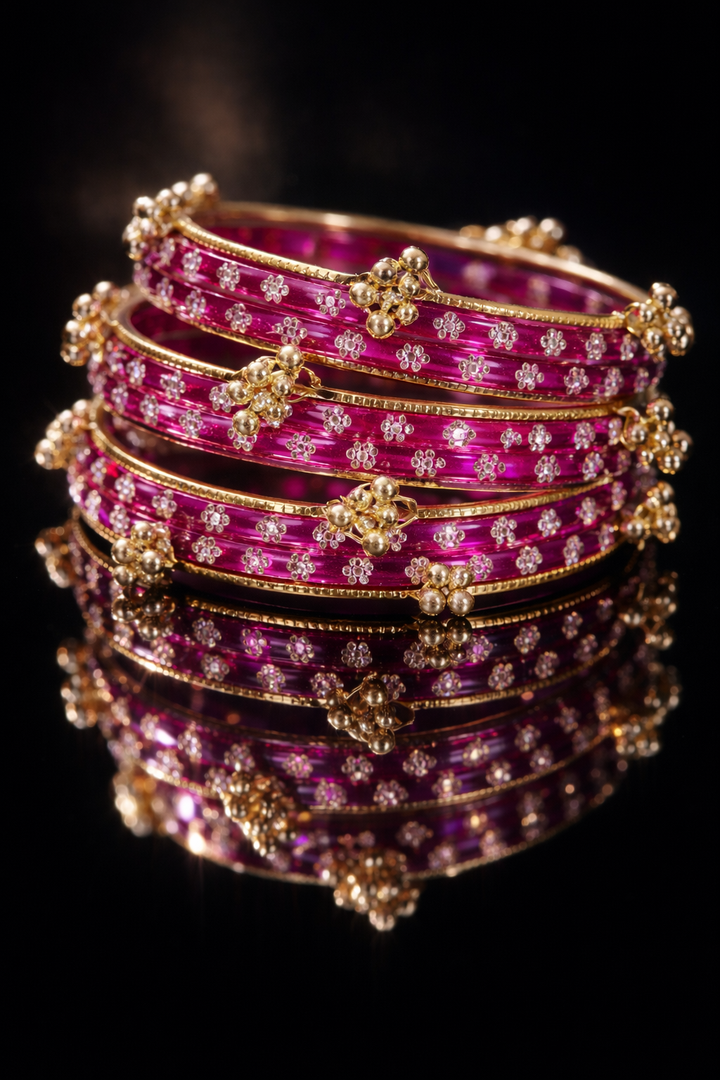 Floral Glass Bangle Set 3