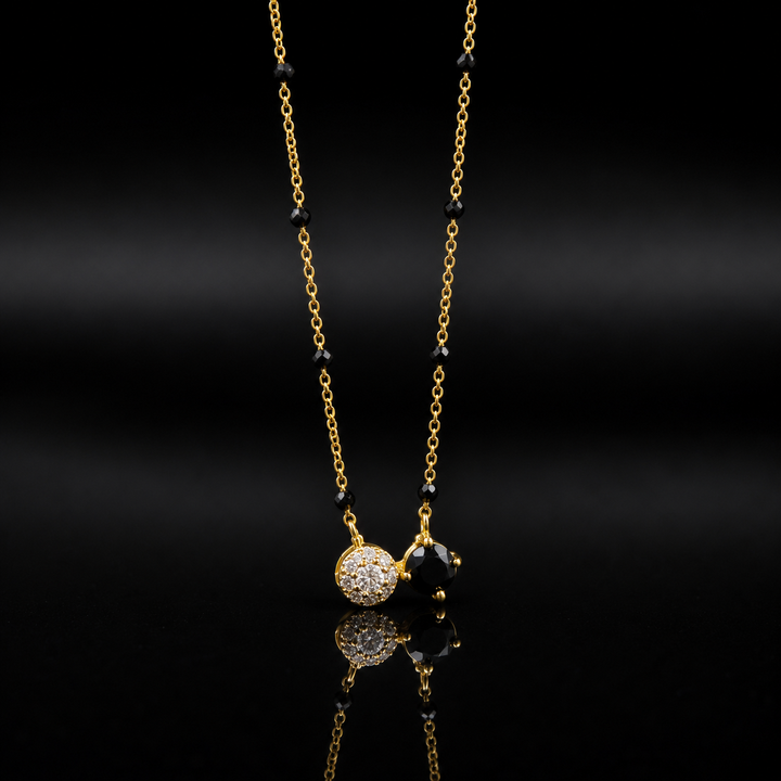 Black Bead Diamond Pendant Mangalsutra